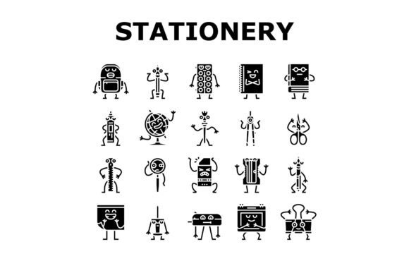 Bringing Classroom Charm to Life with the Stationery Character School Icons Set