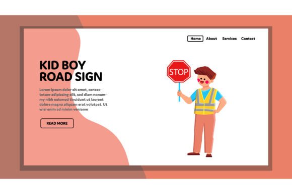 Enhancing Street Safety Through the Kid Boy Road Sign Vector Illustration