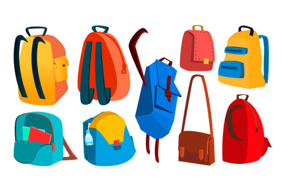 School Backpack Vector Set for Education