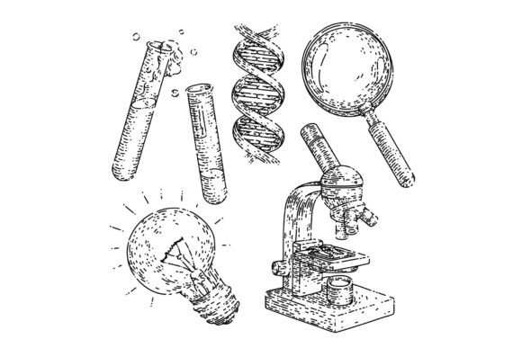 Science Chemistry Set Sketch Hand Drawn