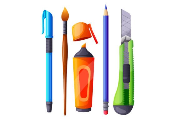 Stationery School Set Cartoon Vector: Practical Uses for Creators and Educators